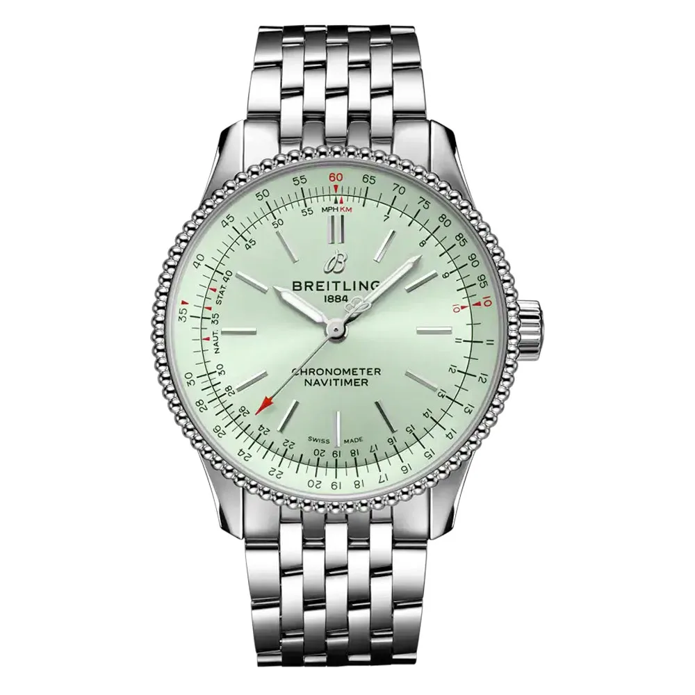 Breitling A17395361L1A1 Navitimer 35 Automatic Stainless Steel Mint Green Dial Watch