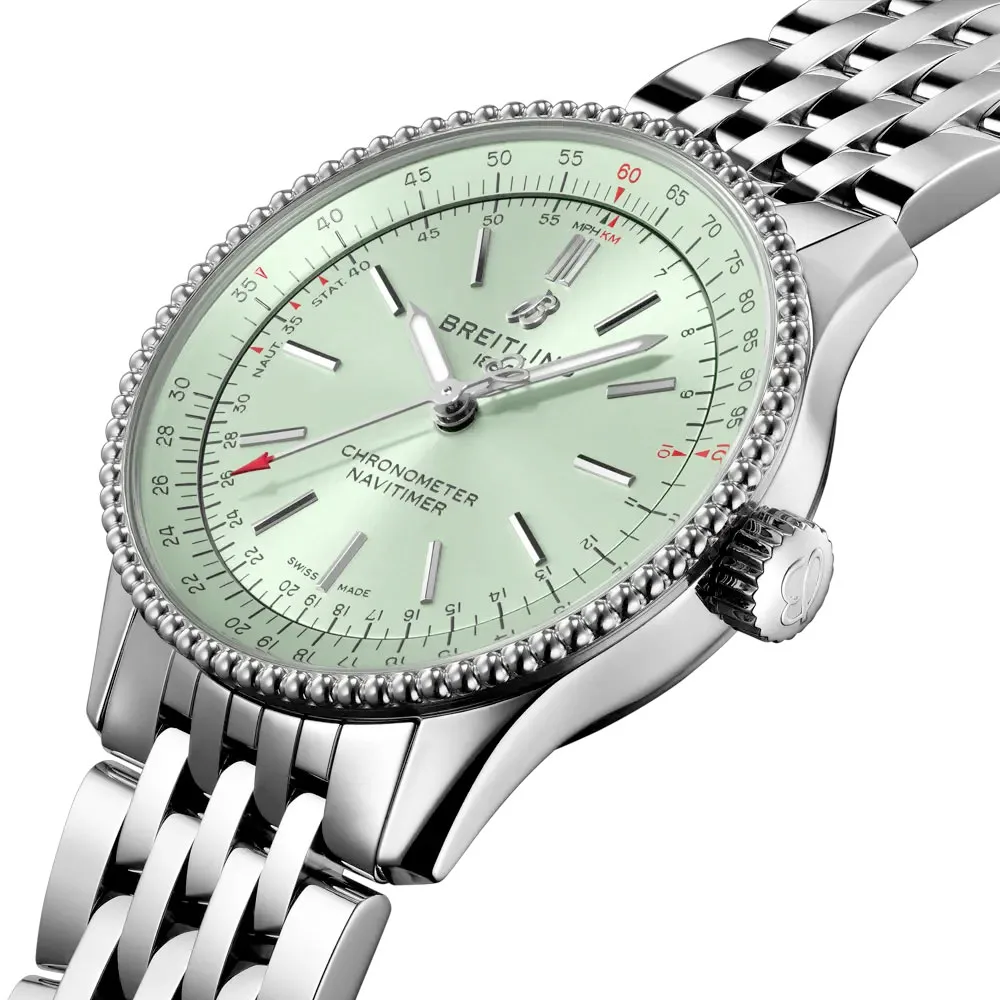 Breitling A17395361L1A1 Navitimer 35 Automatic Stainless Steel Mint Green Dial Watch - Image 2