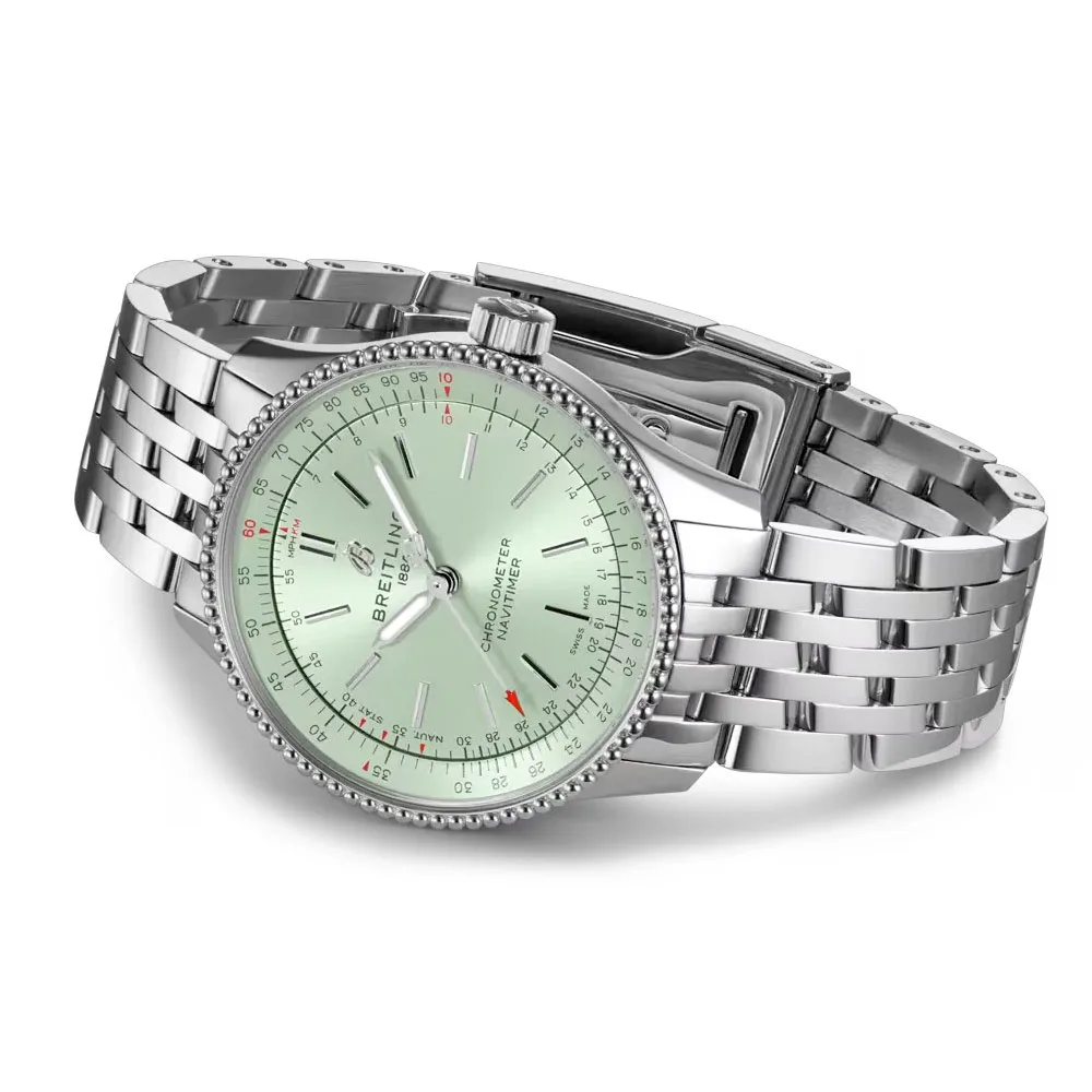Breitling A17395361L1A1 Navitimer 35 Automatic Stainless Steel Mint Green Dial Watch - Image 3