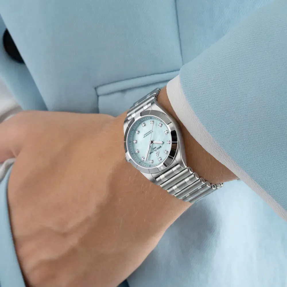 Breitling A72310101C1A1 Chronomat 28 Stainless Steel Blue Mother-Of-Pearl Dial Watch - Image 2