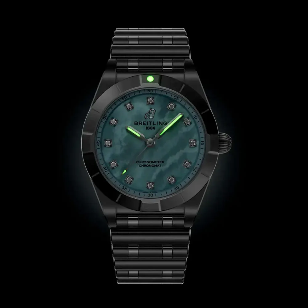 Breitling A72310101C1A1 Chronomat 28 Stainless Steel Blue Mother-Of-Pearl Dial Watch - Image 3