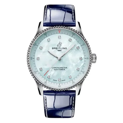 Breitling A77320171C1P1 Navitimer Quartz 32 Stainless Steel Alligator Blue Mother-Of-Pearl Dial Watch