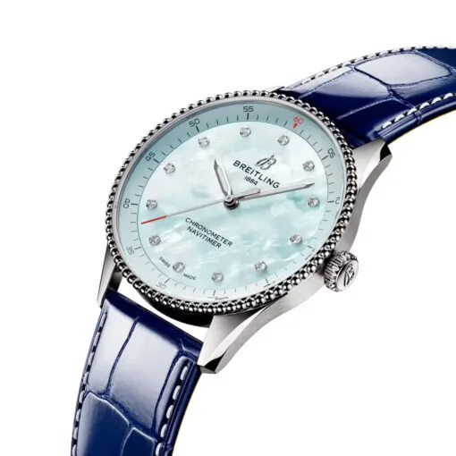 Breitling A77320171C1P1 Navitimer Quartz 32 Stainless Steel Alligator Blue Mother-Of-Pearl Dial Watch - Image 2