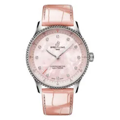 Breitling A77320D91K1P1 Navitimer Quartz 32 Stainless Steel Alligator Pink Mother-of-Pearl Dial Watch