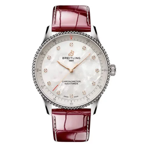 Breitling A77320E61A2P2 Navitimer Quartz 32 Stainless Steel Alligator Mother-Of-Pearl Dial Watch