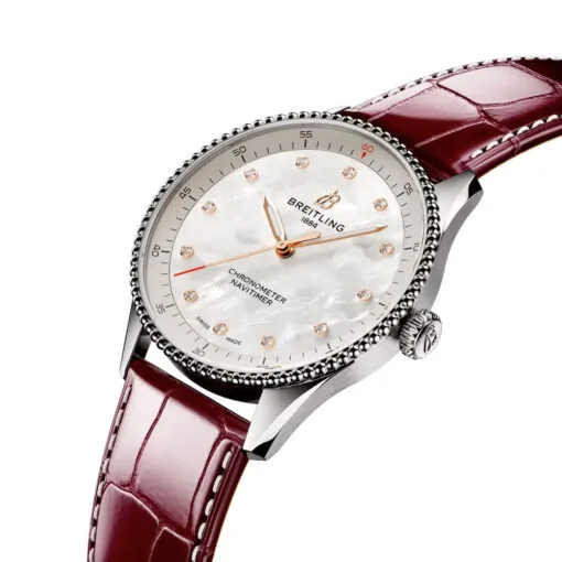 Breitling A77320E61A2P2 Navitimer Quartz 32 Stainless Steel Alligator Mother-Of-Pearl Dial Watch - Image 2