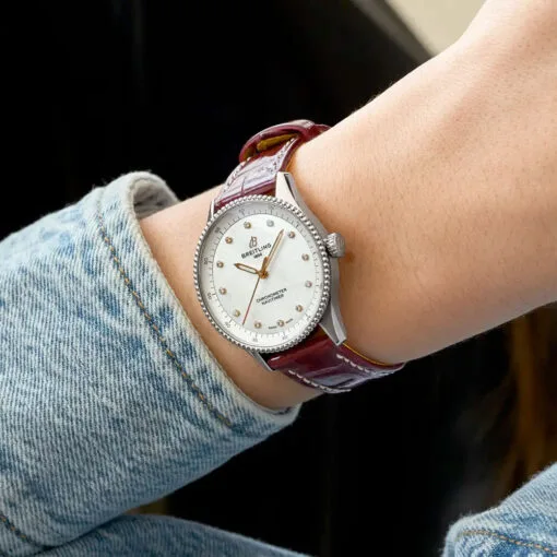 Breitling A77320E61A2P2 Navitimer Quartz 32 Stainless Steel Alligator Mother-Of-Pearl Dial Watch - Image 3