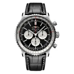 Breitling AB0137211B1P1 Navitimer B01 Chronograph 46 Stainless Steel Alligator Black Dial Watch