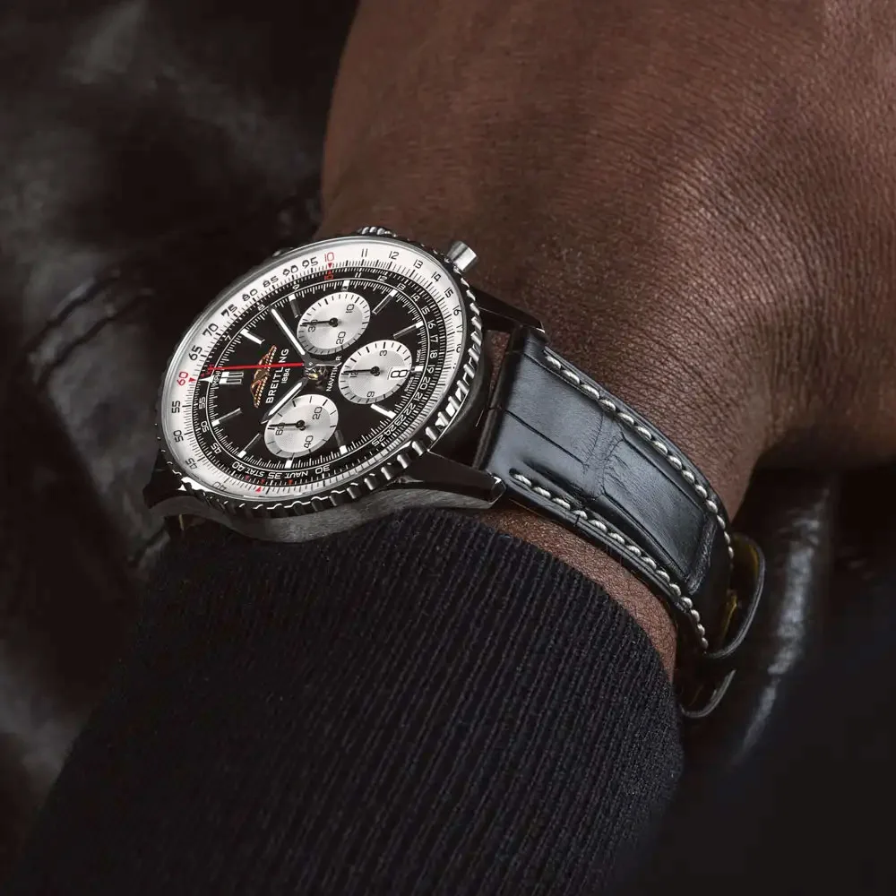 Breitling Ab0137211B1P1 Navitimer B01 Chronograph 46 Stainless Steel Alligator Black Dial Watch - Image 3