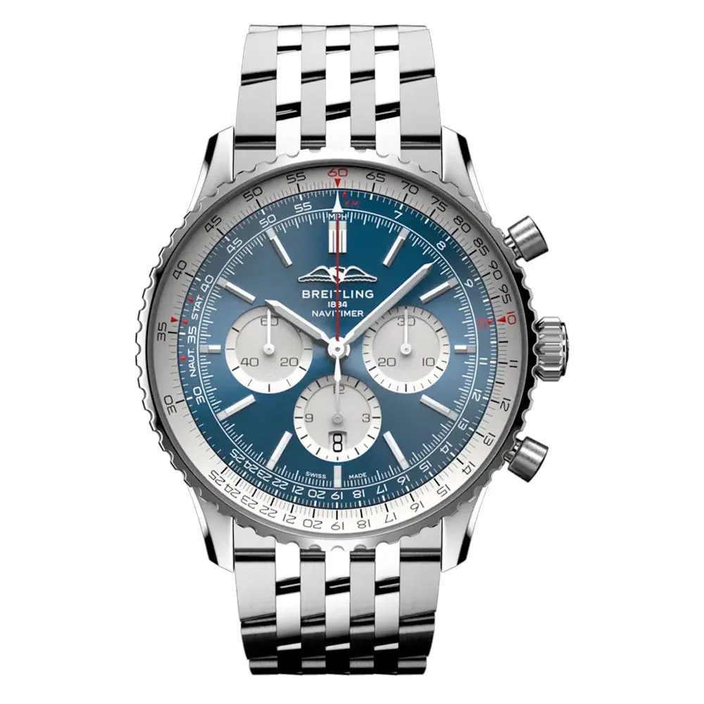 Breitling Ab0137211C1A1 Navitimer B01 Chronograph 46 Stainless Steel Blue Dial Watch