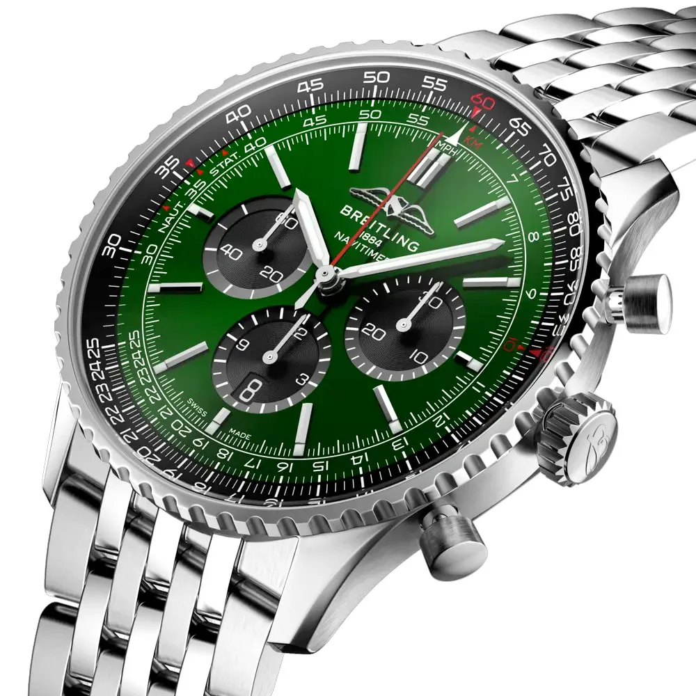 Breitling Ab0137241L1A1 Navitimer B01 Chronograph 46 Stainless Steel Green Dial Watch - Image 2