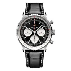 Breitling AB0138211B1P1 Navitimer B01 Chronograph 43 Stainless Steel Alligator Black Dial Watch