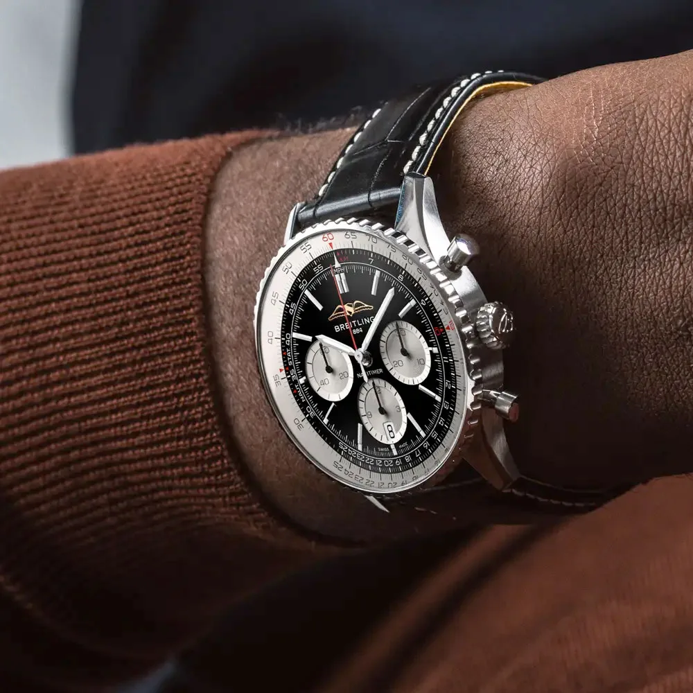 Breitling Ab0138211B1P1 Navitimer B01 Chronograph 43 Stainless Steel Alligator Black Dial Watch - Image 2