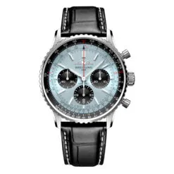 Breitling AB0138241C1P1 Navitimer B01 Chronograph 43 Stainless Steel Alligator Ice Blue Dial Watch