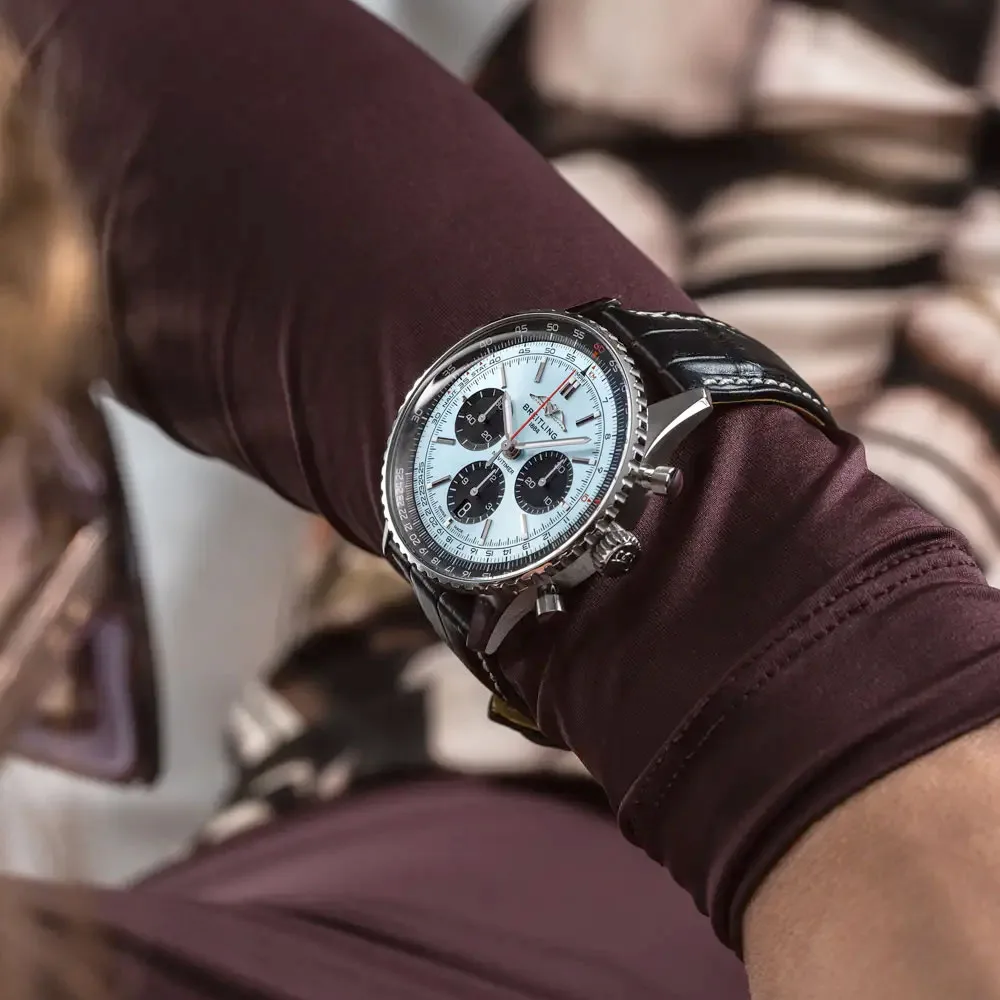 Breitling Ab0138241C1P1 Navitimer B01 Chronograph 43 Stainless Steel Alligator Ice Blue Dial Watch - Image 3