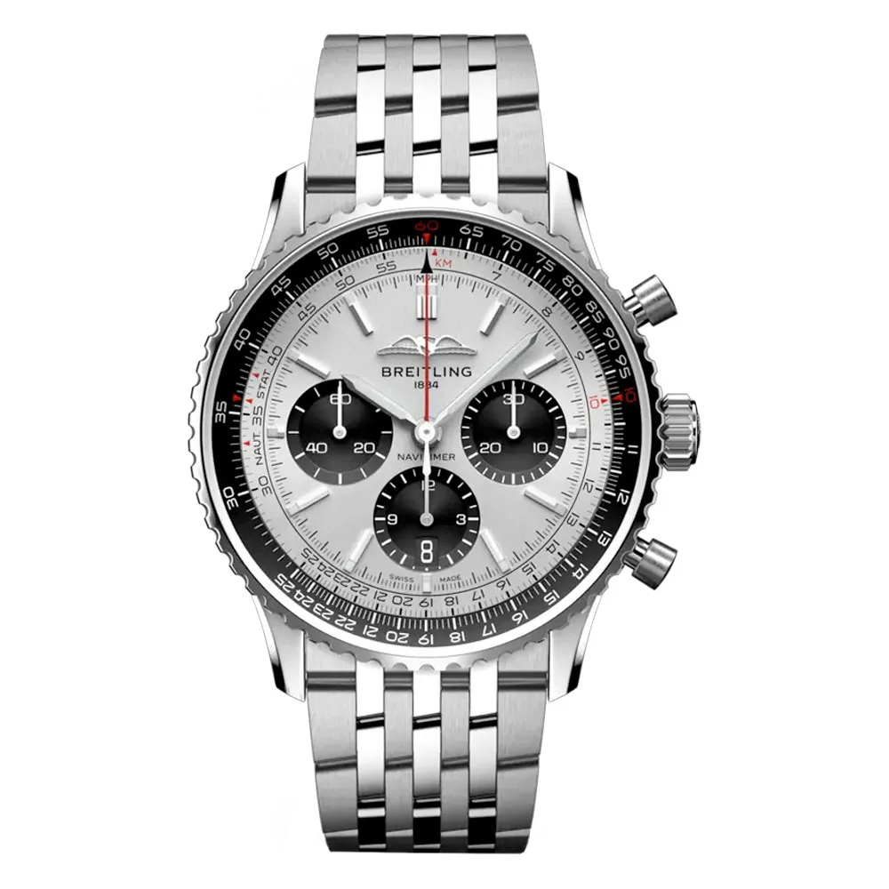 Breitling Ab0138241G1A1 Navitimer B01 Chronograph 43 Stainless Steel Silver Dial Watch