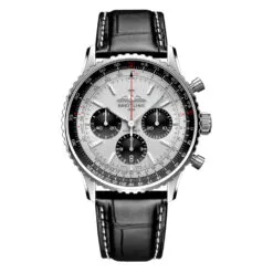 Breitling AB0138241G1P1 Navitimer B01 Chronograph 43 Stainless Steel Alligator Silver Dial Watch