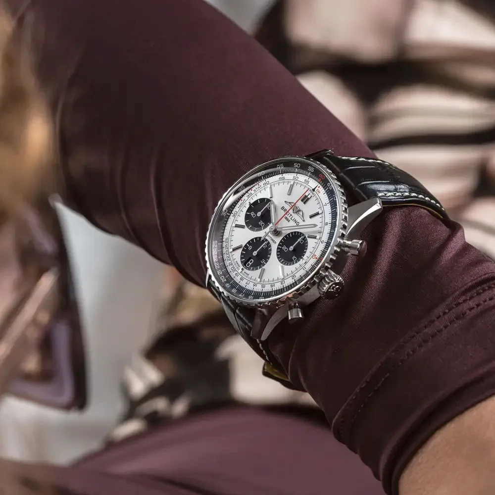 Breitling Ab0138241G1P1 Navitimer B01 Chronograph 43 Stainless Steel Alligator Silver Dial Watch - Image 3