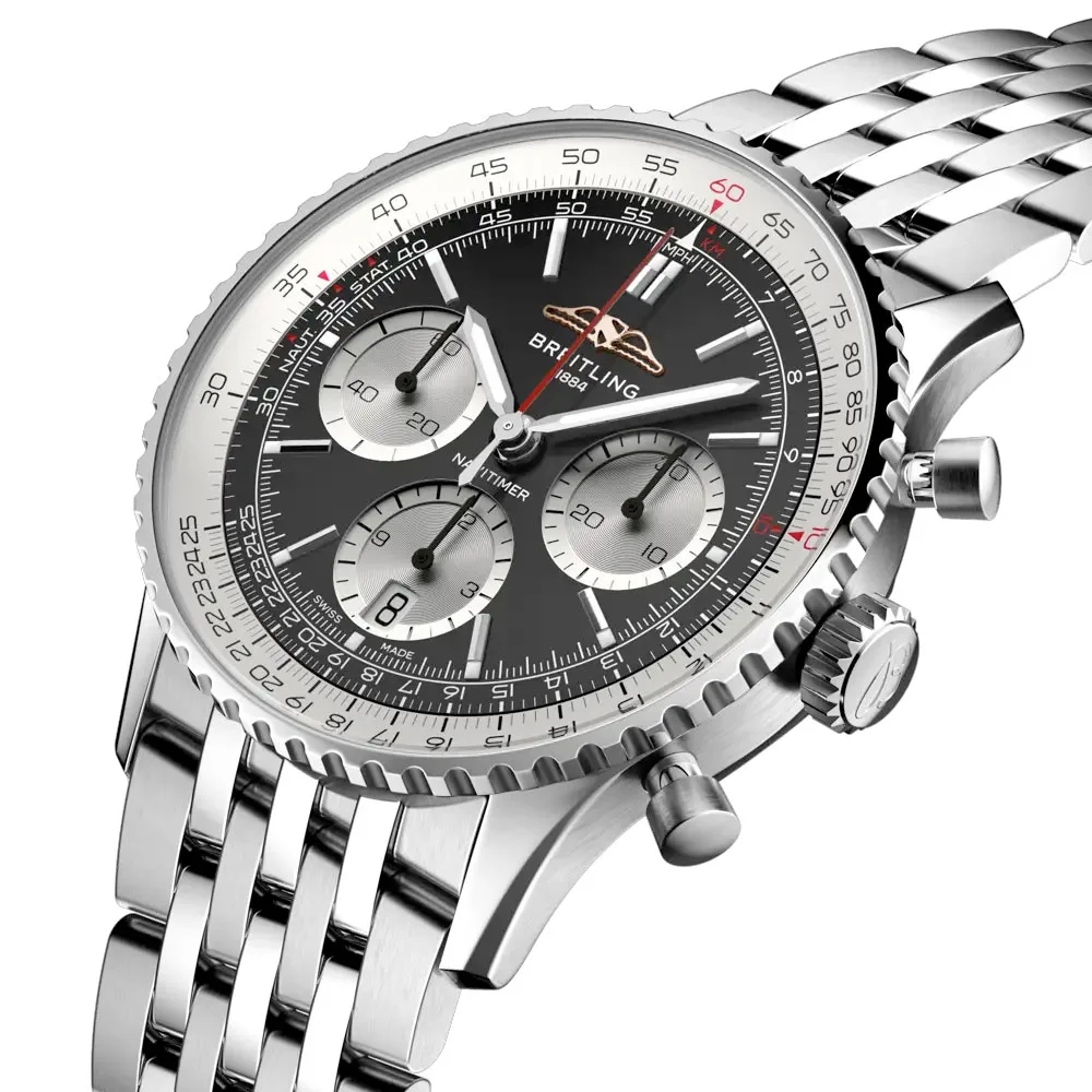 Breitling Ab0139211B1A1 Navitimer B01 Chronograph 41 Stainless Steel Black Dial Watch - Image 2