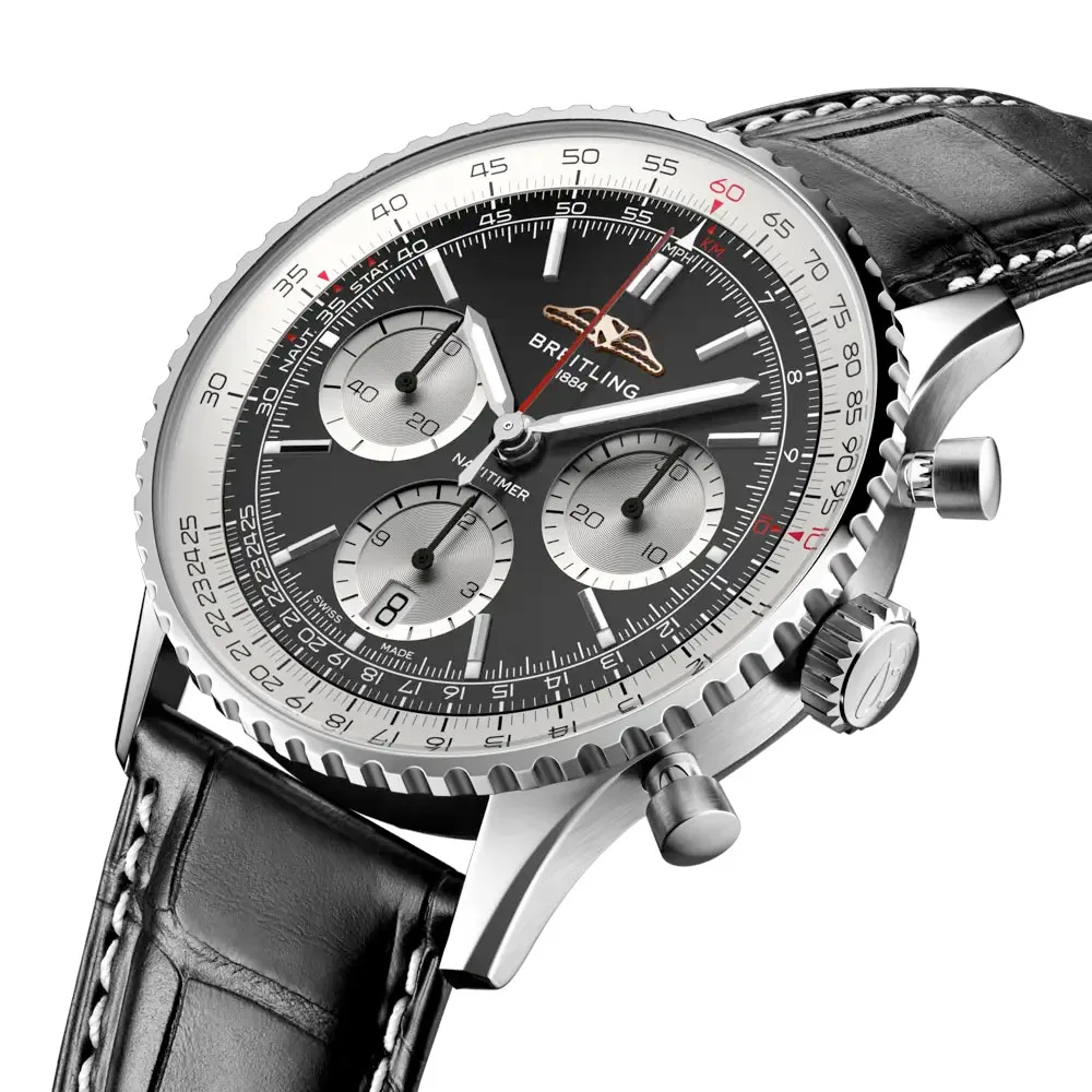 Breitling Ab0139211B1P1 Navitimer B01 Chronograph 41 Stainless Steel Alligator Black Dial Watch - Image 2