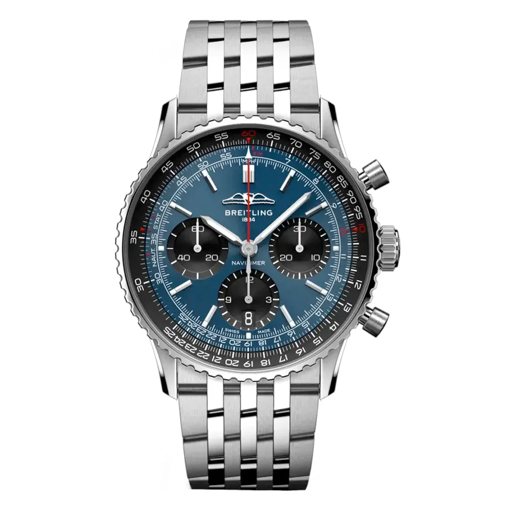 Breitling Ab0139241C1A1 Navitimer B01 Chronograph 41 Stainless Steel Blue Dial Watch
