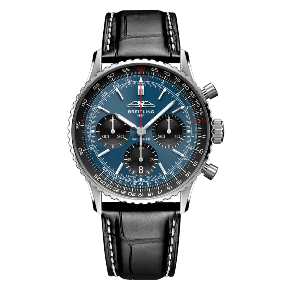 Breitling Ab0139241C1P1 Navitimer B01 Chronograph 41 Stainless Steel Alligator Blue Dial Watch