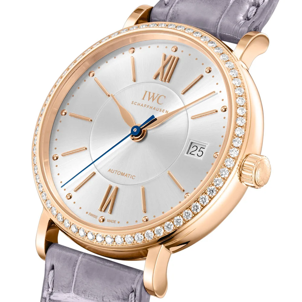 Iwc Iw458107 Portofino Automatic 37 Red Gold Diamond Silver Dial Watch - Image 2