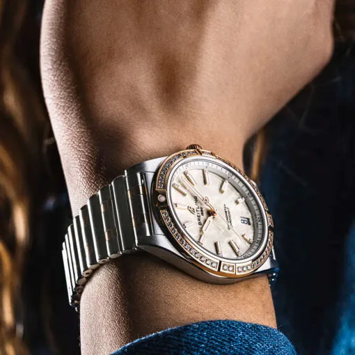 Breitling U10380591A2U1 Chronomat Automatic 36 Stainless Steel Red Gold - Diamond Mother-Of-Pearl Dial Watch - Image 3