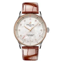Breitling U77320E61A1P1 Navitimer Quartz 32 Stainless Steel - Red Gold Alligator Mother-of-Pearl Dial Watch