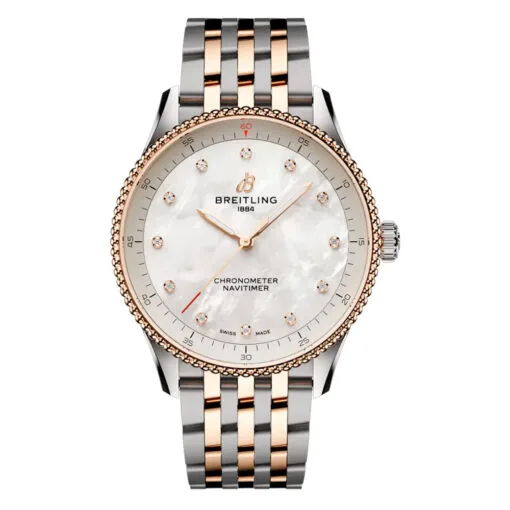 Breitling U77320E61A1U1 Navitimer Quartz 32 Stainless Steel - Red Gold Mother-Of-Pearl Dial Watch