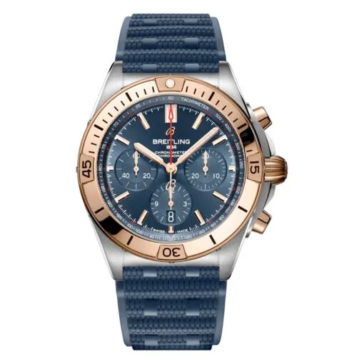 Breitling Ub0134101C1S1 Chronomat B01 42 Stainless Steel Red Gold Blue Dial Watch