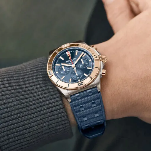 Breitling Ub0134101C1S1 Chronomat B01 42 Stainless Steel Red Gold Blue Dial Watch - Image 3