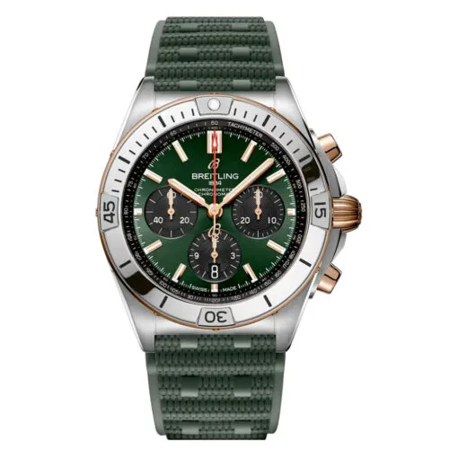 Breitling Ub0134131L1S1 Chronomat B01 42 Stainless Steel Red Gold Green Dial Watch
