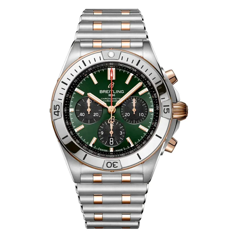 Breitling Ub0134131L1U1 Chronomat B01 42 Stainless Steel Red Gold Green Dial Watch