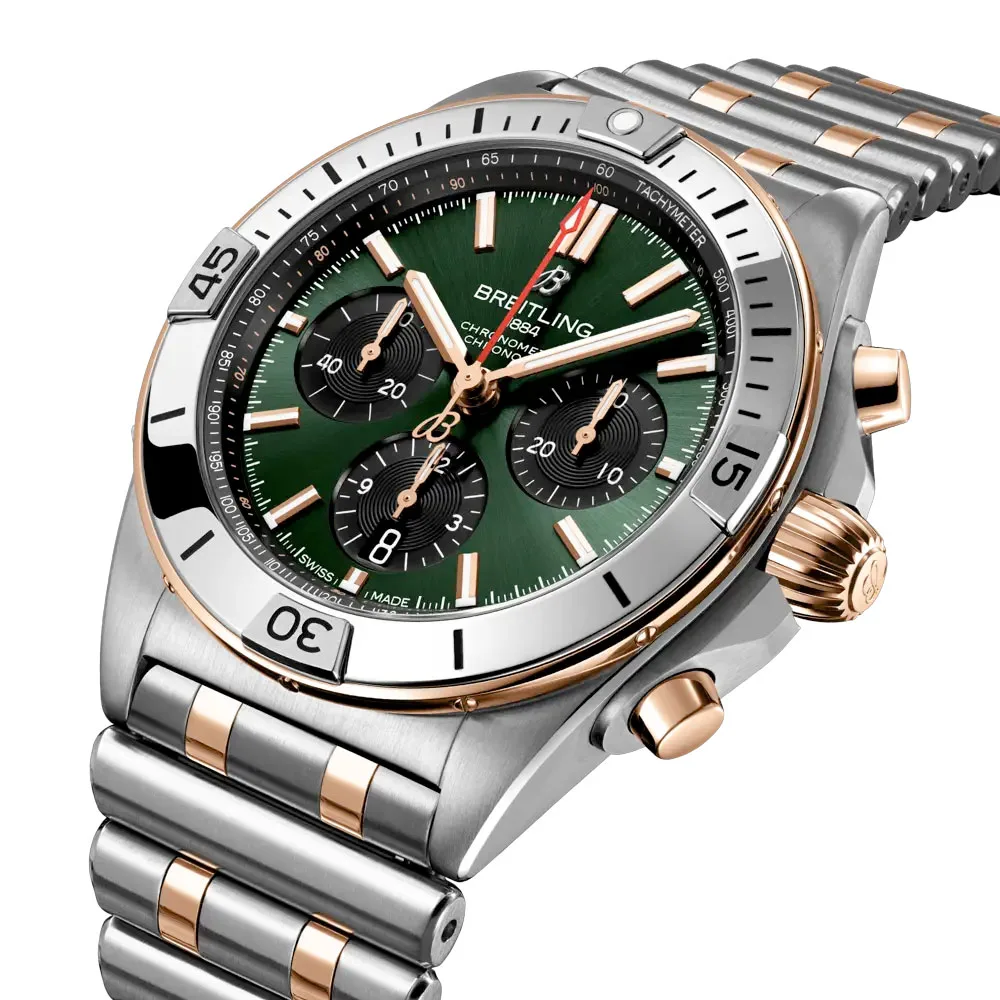 Breitling Ub0134131L1U1 Chronomat B01 42 Stainless Steel Red Gold Green Dial Watch - Image 3