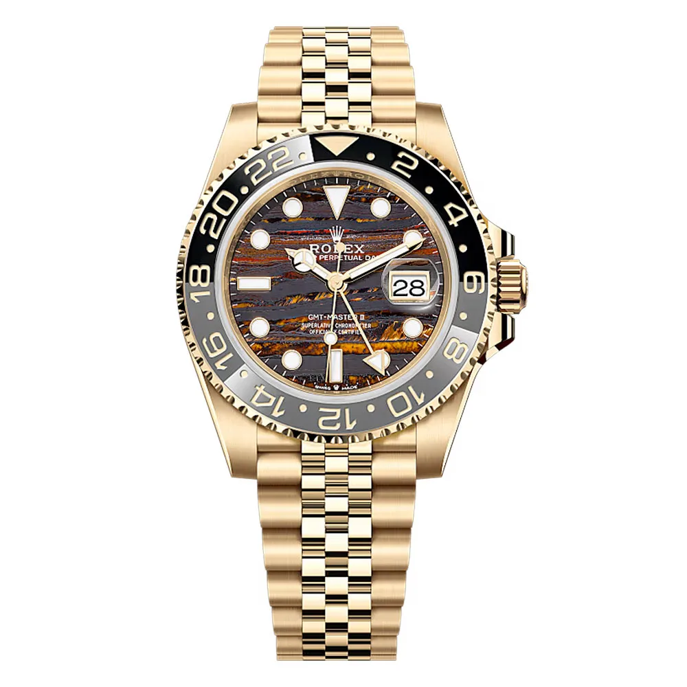 Rolex 126718Grnr-0002 Gmt-Master Ii 40Mm Yellow Gold Jubilee Tiger Iron Dial Watch