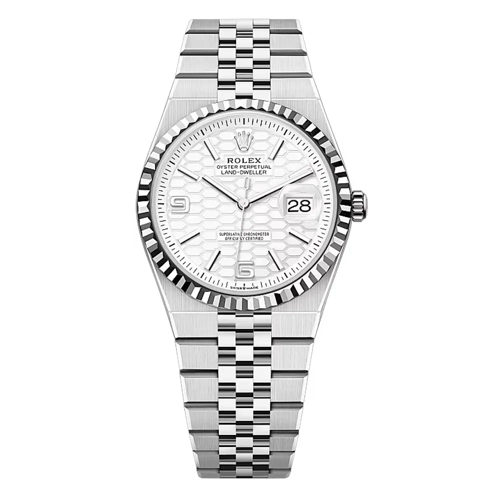 Rolex 127234-0001 Land-Dweller 36Mm White Dial Oystersteel - White Gold Jubilee Watch