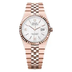 Rolex 127235-0001 Land-Dweller 36mm White Dial Everose Gold Jubilee Watch