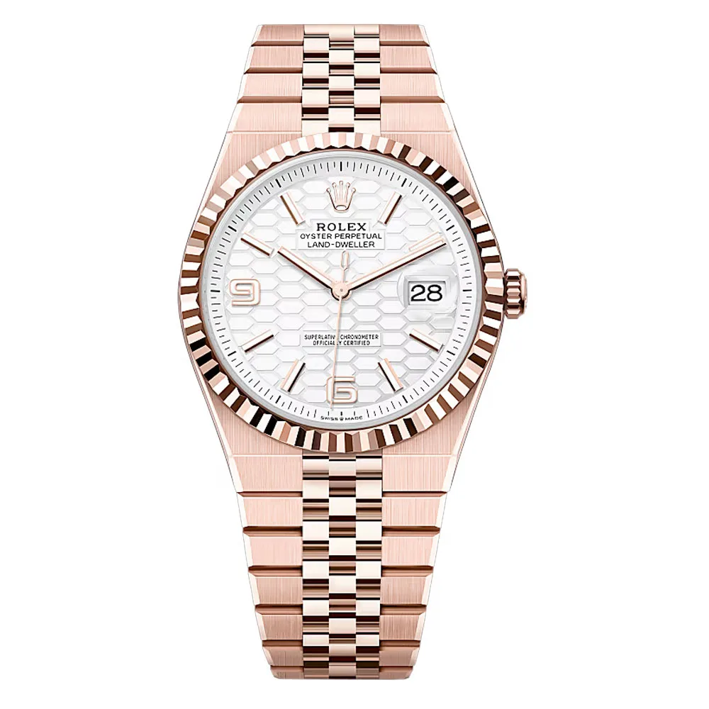 Rolex 127335-0001 Land-Dweller 40Mm White Dial Everose Gold Jubilee Watch