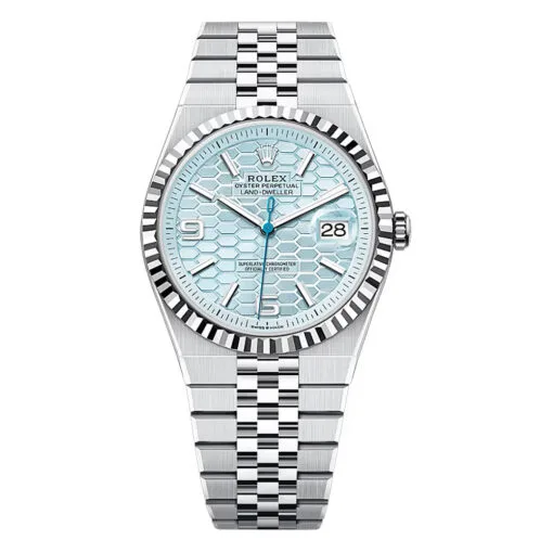 Rolex 127336-0001 Land-Dweller 40Mm Ice Blue Dial Platinum Jubilee Watch