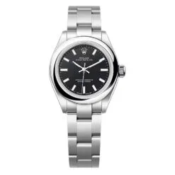 Rolex 276200-0010 Oyster Perpetual 28mm Stainless Steel Black Dial Watch
