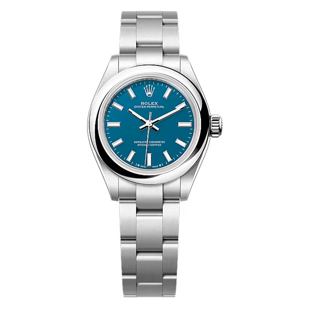 Rolex 276200-0011 Oyster Perpetual 28Mm Stainless Steel Blue Dial Watch