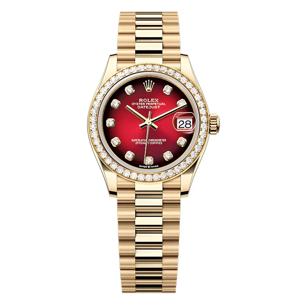 Rolex 278288Rbr-0041 Datejust 31Mm Yellow Gold - Diamond President Red Gradient Dial Watch
