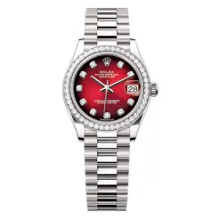 Rolex 278289RBR-0028 Datejust 31mm White Gold - Diamond President Red Gradient Dial Watch