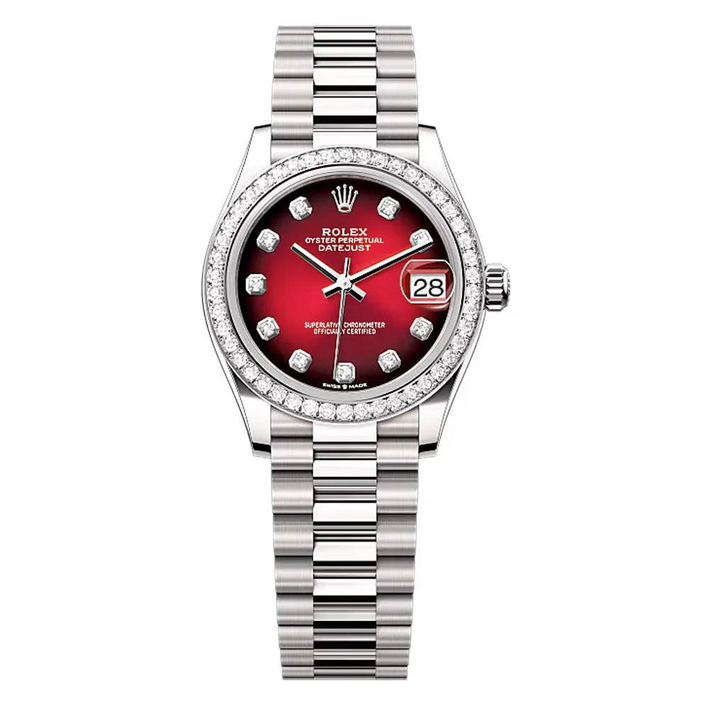 Rolex 278289Rbr-0028 Datejust 31Mm White Gold - Diamond President Red Gradient Dial Watch