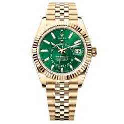 Rolex 336938-0008 Sky-Dweller Green dial 18k Yellow Gold Jubilee bracelet Watch