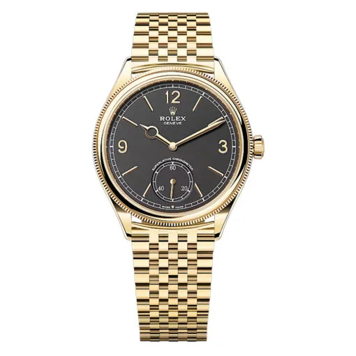 Rolex 52508-0007 Perpetual 1908 39Mm Yellow Gold Settimo Black Dial Watch