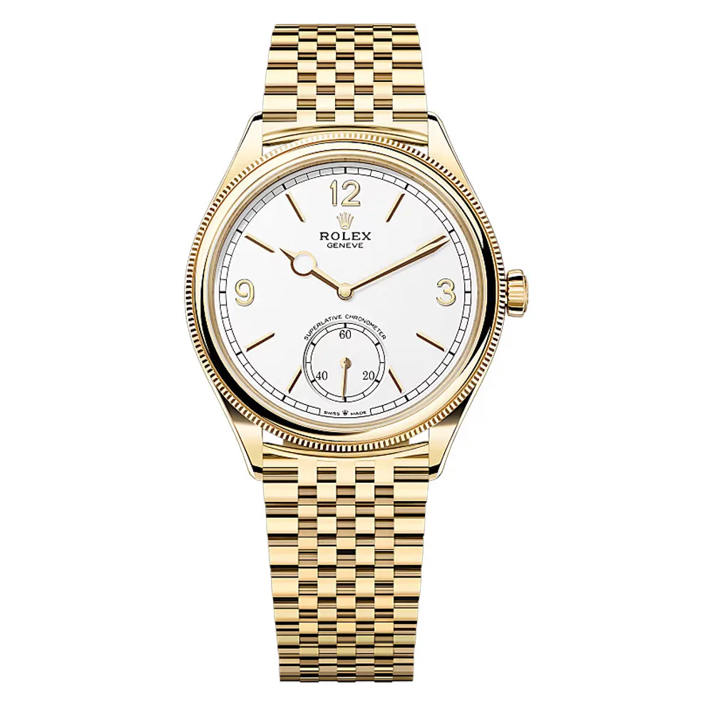 Rolex 52508-0008 Perpetual 1908 39Mm Yellow Gold Settimo White Dial Watch