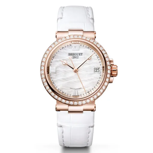 Breguet 9518Br/52/984 D000 Marine 9518 Rose Gold - Diamond Alligator Mother-Of-Pearl Dial Watch