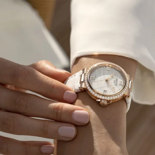 Breguet 9518Br/52/984 D000 Marine 9518 Rose Gold - Diamond Alligator Mother-Of-Pearl Dial Watch - Image 2